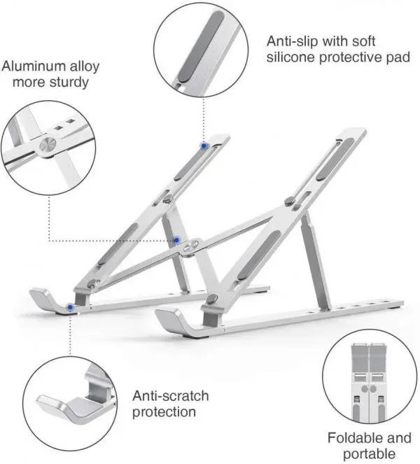 Foldable Aluminium Laptop Stand – Portable Laptop Holder for Desk & Travel