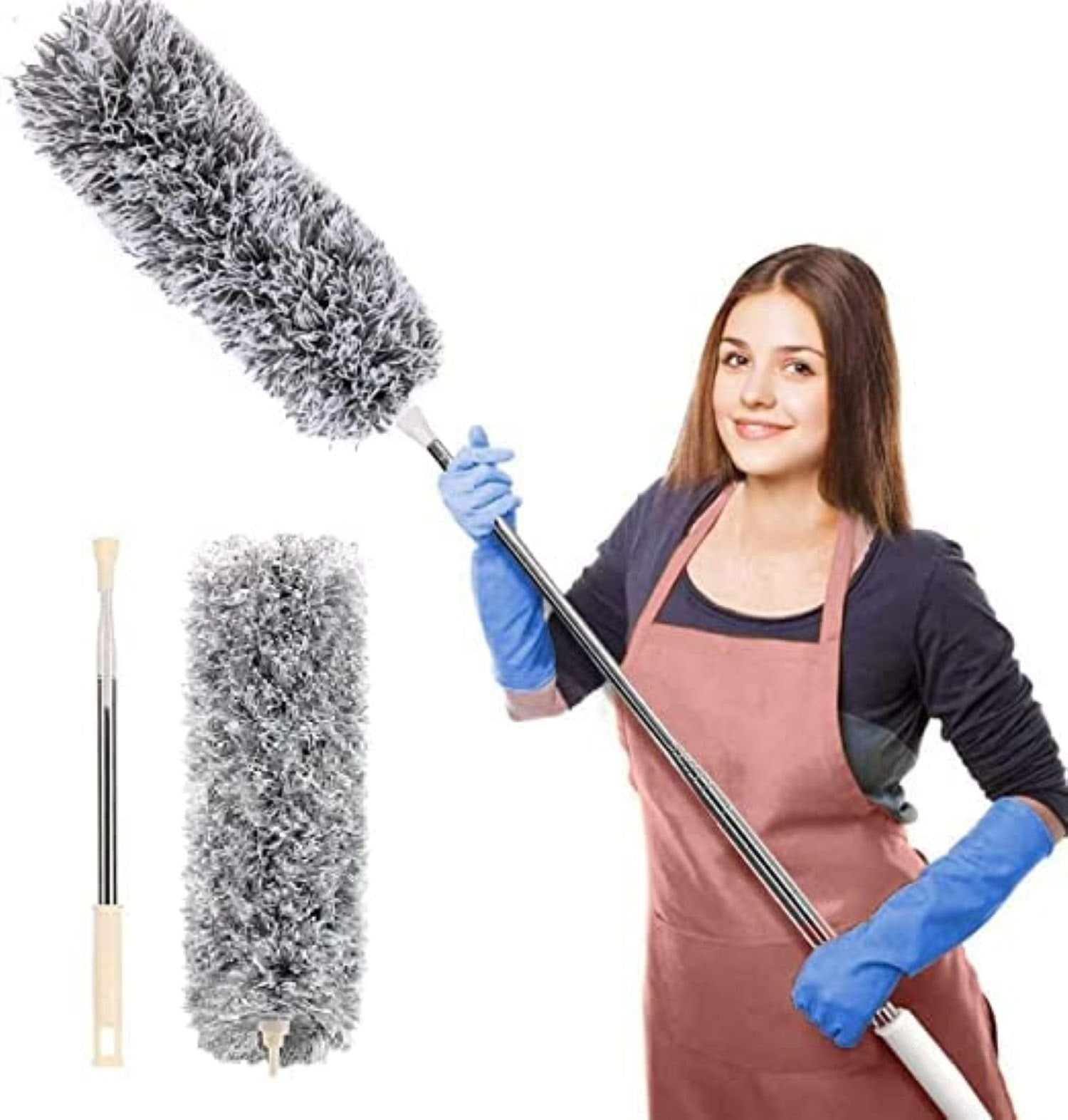 2. Extra Long Microfiber Feather Duster with Extendable Pole for Ceiling Fans & Cobweb Cleaning